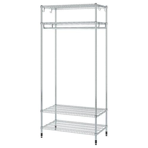 OMAR - Shelving unit with clothes rail, galvanised, 92x50x201 cm
