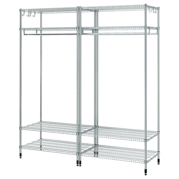 OMAR - Shelving unit with clothes rail, galvanised, 186x50x201 cm - best price from Maltashopper.com 59487688