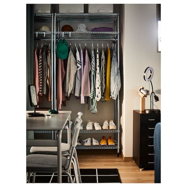OMAR - Shelving unit with clothes rail, galvanised, 186x50x201 cm - best price from Maltashopper.com 59487688
