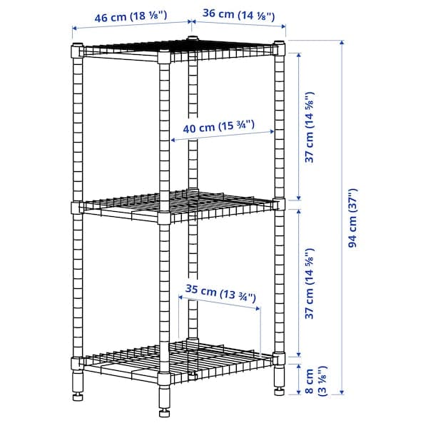 OMAR - Shelving unit, galvanised, 46x36x94 cm - best price from Maltashopper.com 00069768