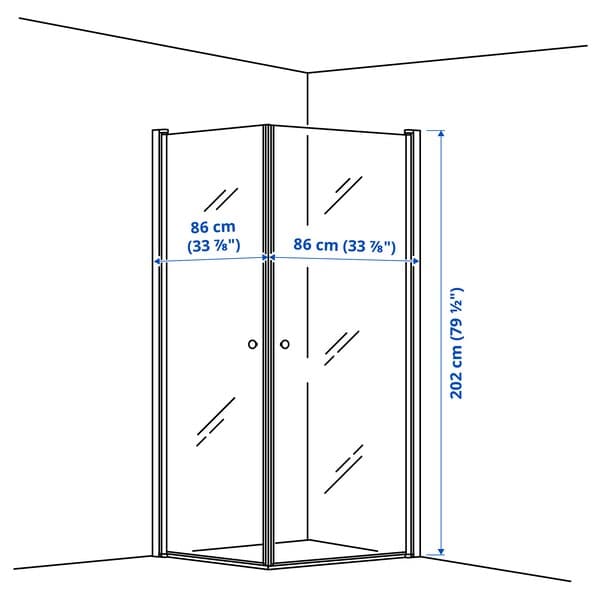 OPPEJEN - Shower enclosure with 2 doors, 86x86x202 cm - best price from Maltashopper.com 19435757