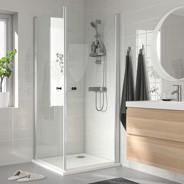 OPPEJEN / FOTINGEN - Shower enclosure with 2 doors/tray, 90x90x205 cm - best price from Maltashopper.com 59326252