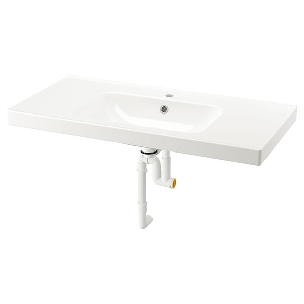 ORRSJÖN - Wash-basin with water trap, white, 102x49 cm