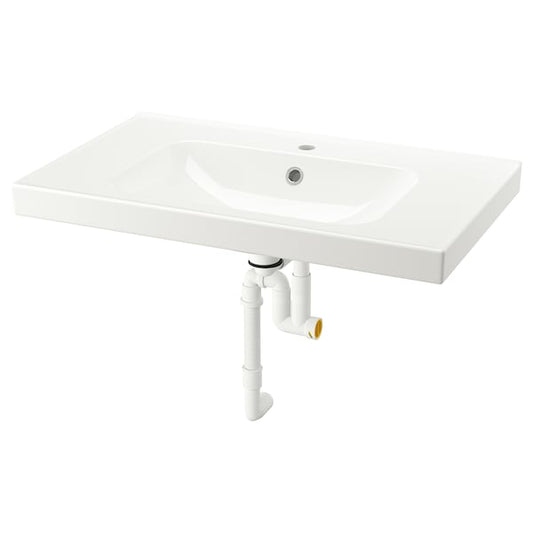 Ikea ORRSJÖN - Wash-basin with water trap, white, 82x49 cm