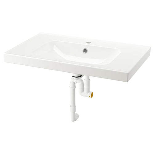 ORRSJÖN - ORRSJÖN Wash-basin with water trap, white, 82x49 cm