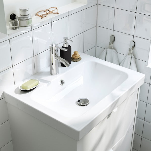 ORRSJÖN - Wash-basin with water trap, white, 62x49 cm - best price from Maltashopper.com 29516753
