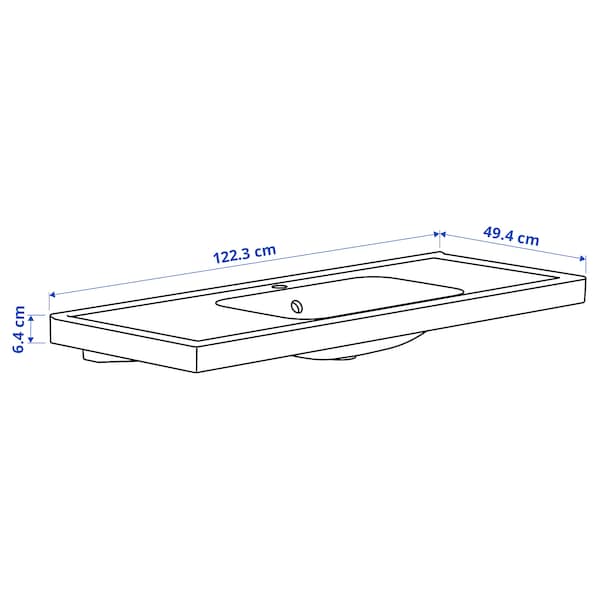 Ikea ORRSJÖN - Washbasin with siphon, white,122x49 cm