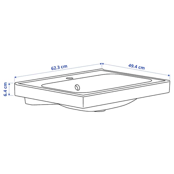 Ikea ORRSJÖN - Wash-basin with water trap, white, 62x49 cm