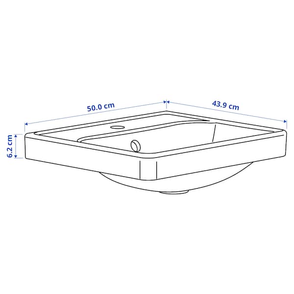 Ikea ORRSJÖN - Semi-recessed wash-basin w watr trp, white, 50x44 cm