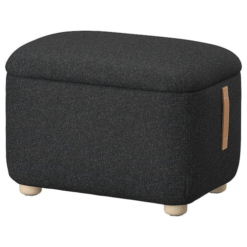 OSKARSHAMN - Footstool with storage, Gunnared black-grey