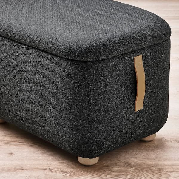 Ikea OSKARSHAMN - Footstool with storage, Gunnared black-grey