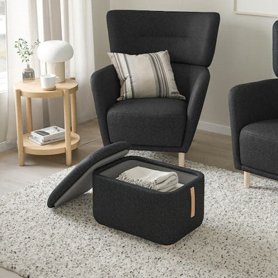 OSKARSHAMN - Footstool with storage, Gunnared black-grey - best price from Maltashopper.com 50488456