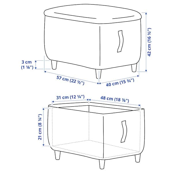 Ikea OSKARSHAMN - Footstool with storage, Gunnared black-grey