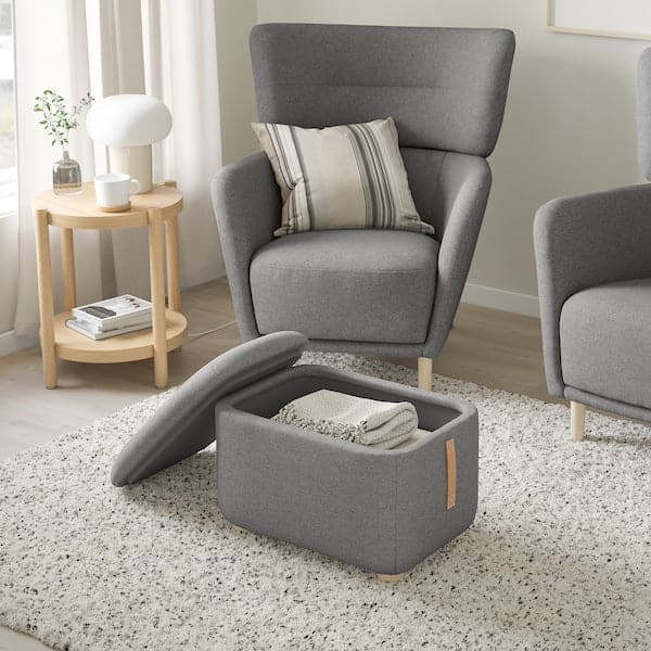 OSKARSHAMN - Footstool with storage, Tibbleby beige/grey , - best price from Maltashopper.com 90523617