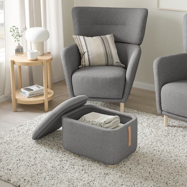 Ikea OSKARSHAMN - Footstool with storage, Tibbleby beige/grey ,
