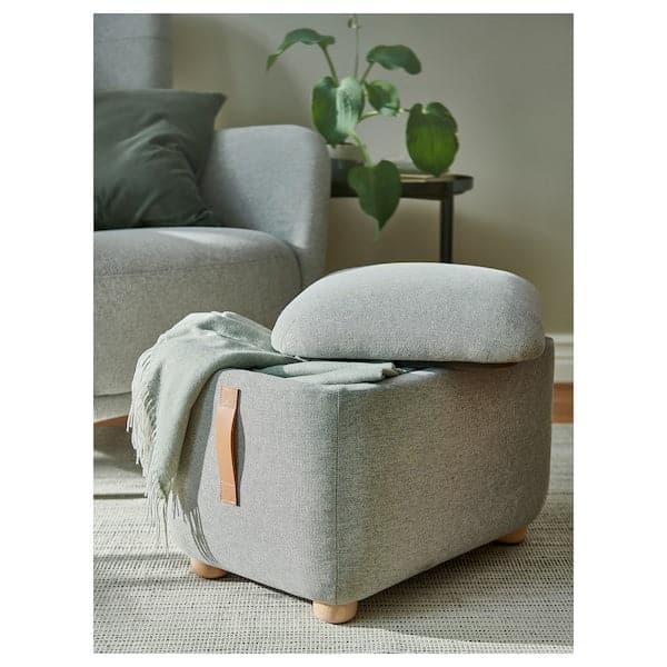 Ikea OSKARSHAMN - Footstool with storage, Tibbleby beige/grey ,