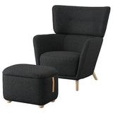 OSKARSHAMN wing chair with footstool, Gunnared black/grey