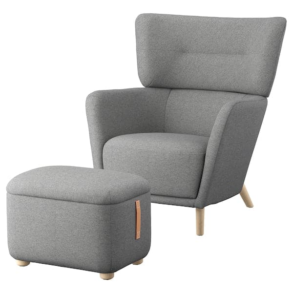 OSKARSHAMN - Armchair with footstool, Tibbleby beige/grey , - best price from Maltashopper.com 99485343