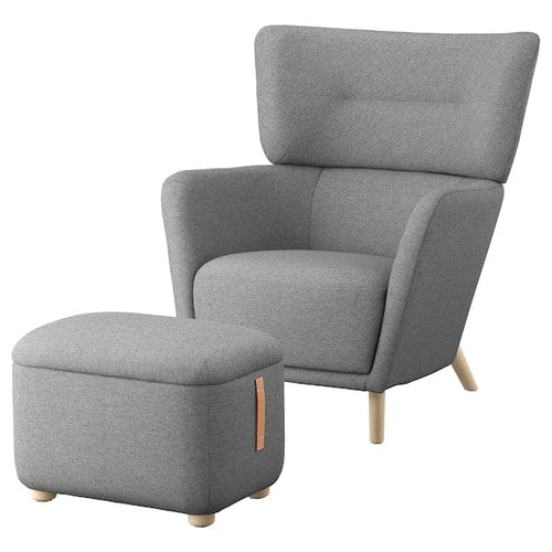 OSKARSHAMN - Armchair with footstool, Tibbleby beige/grey ,