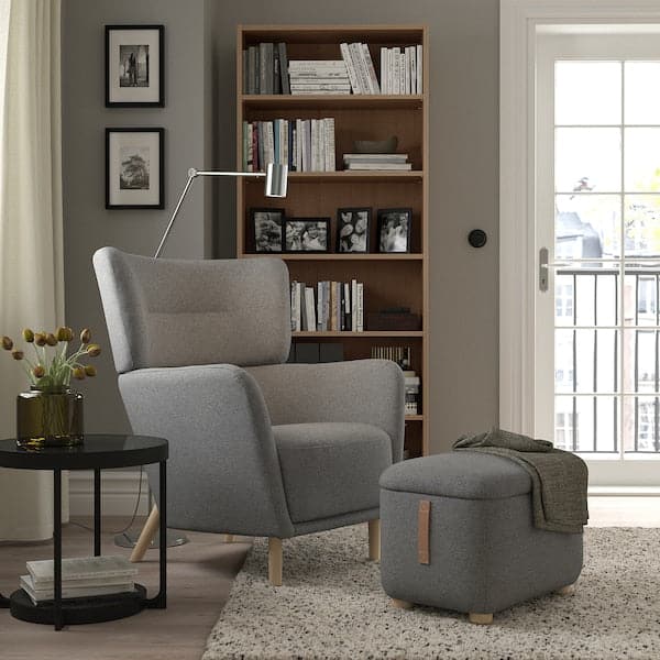 OSKARSHAMN - Armchair with footstool, Tibbleby beige/grey , - best price from Maltashopper.com 99485343