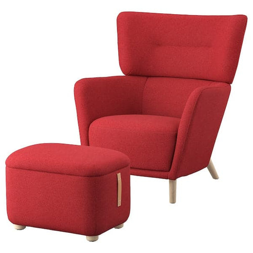 OSKARSHAMN - Armchair with Footstool, Tonerud red ,