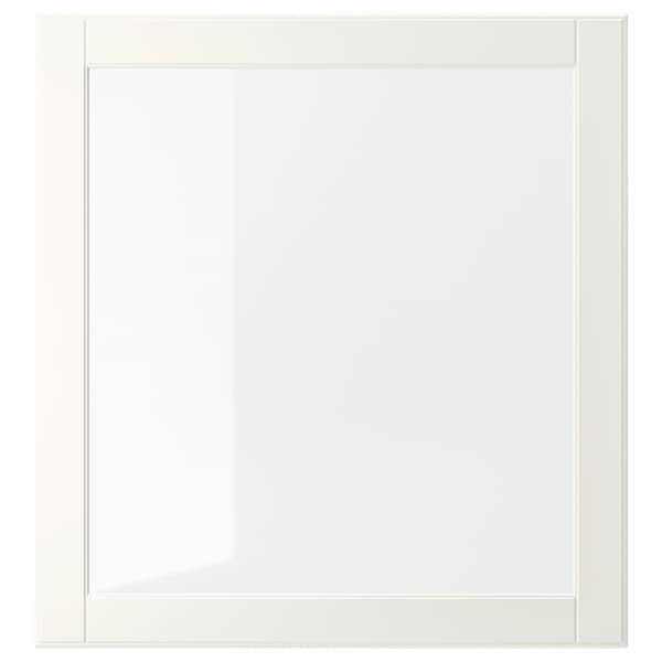 OSTVIK - Glass door, white/clear glass, 60x64 cm