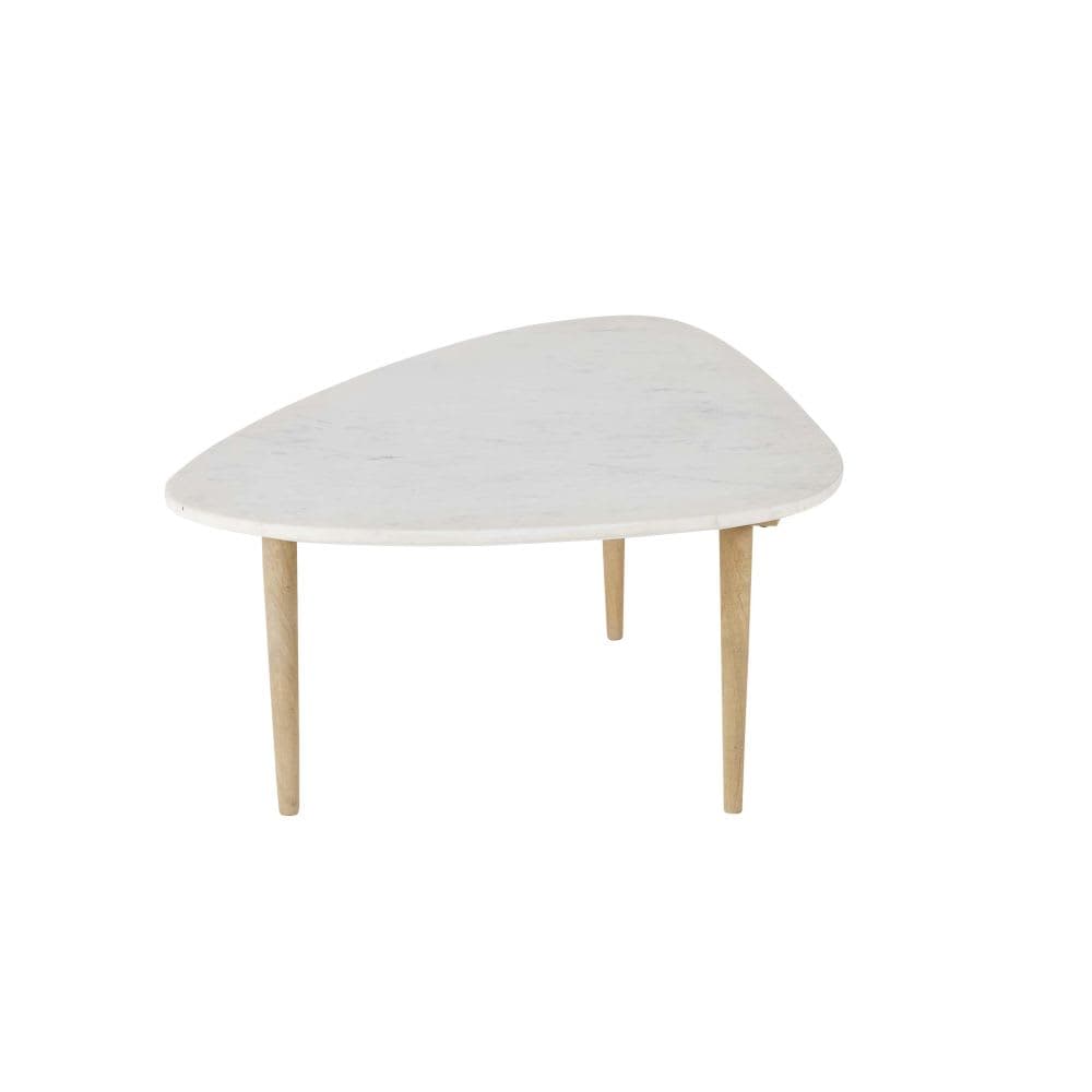 Maisons du Monde Ciottolo - Ovoid coffee table in white marble and solid mango - best price from Maltashopper.com M210164