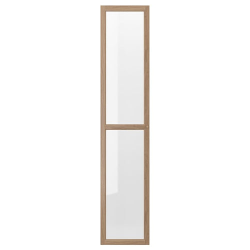 OXBERG - Glass door, oak effect, 40x192 cm