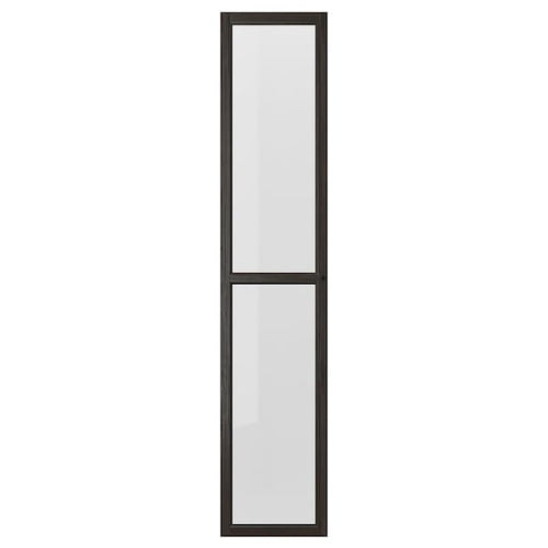 OXBERG - Glass door, dark brown oak effect,40x192 cm