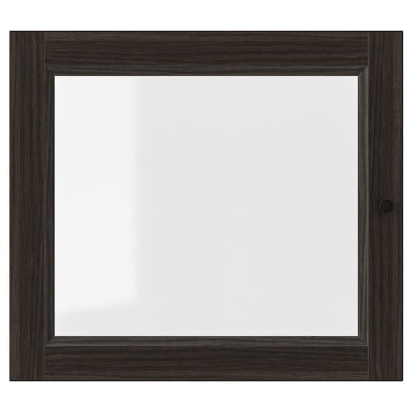 OXBERG - Glass door, dark brown oak effect,40x35 cm - best price from Maltashopper.com 20492898