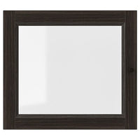 OXBERG glass door, dark brown oak effect, 40x35 cm