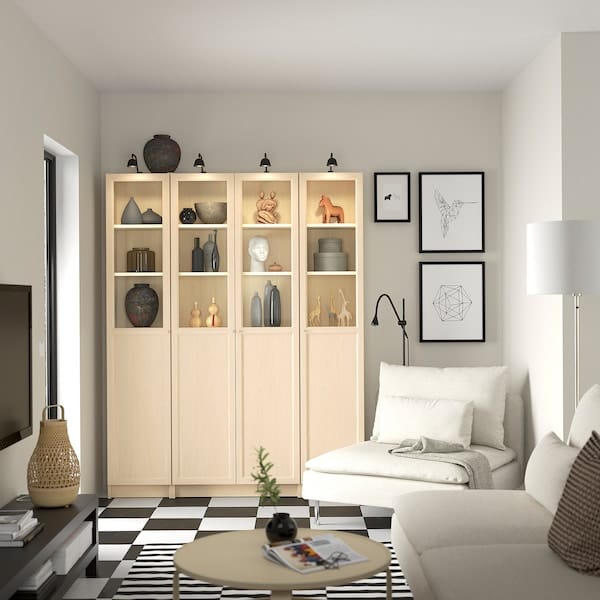 Ikea OXBERG - Glass panel/door, birch effect,40x192 cm
