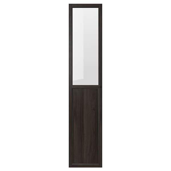 OXBERG - Glass panel/door, dark brown oak effect,40x192 cm - best price from Maltashopper.com 40492901