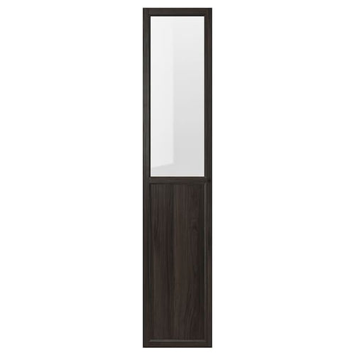 OXBERG - Glass panel/door, dark brown oak effect,40x192 cm