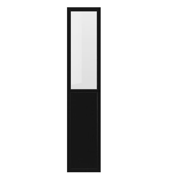 OXBERG - Panel/glass door, black oak effect, 40x192 cm - best price from Maltashopper.com 30477374