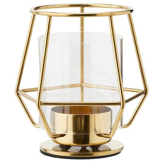Ikea PÄRLBAND - Tealight holder, gold-colour, 10 cm