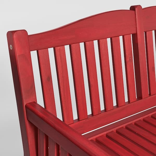 Ikea PÄRONHOLMEN - Bench with backrest, outdoor, red