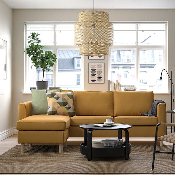 Ikea PÄRUP - 3-seater sofa with chaise-longue, Vissle amber