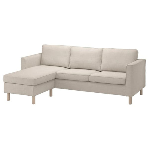 PÄRUP 3-seater sofa lining - with beige chaise-longue/Gunnared ,