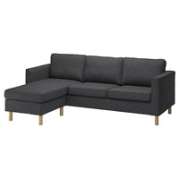 PÄRUP 3-seater sofa lining - with dark grey chaise-longue/Gunnared , - best price from Maltashopper.com 90493998
