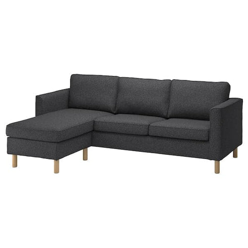 PÄRUP 3-seater sofa lining - with dark grey chaise-longue/Gunnared ,