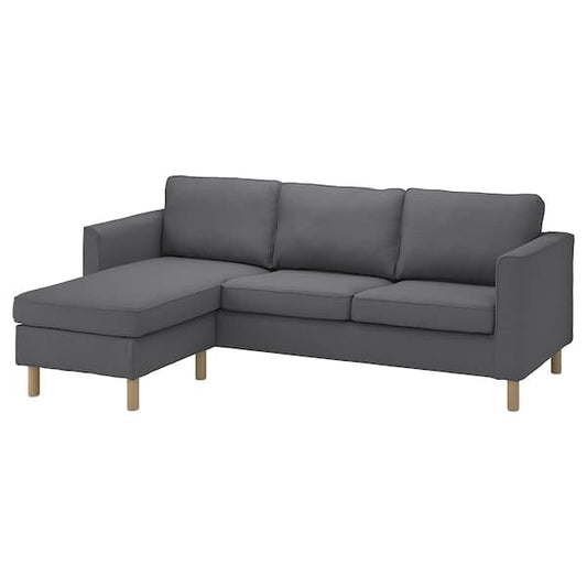 Ikea PÄRUP 3-seater sofa lining - with grey chaise-longue/Vissle ,