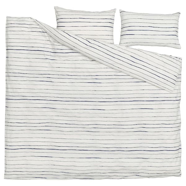 PAGODTRÄD - Duvet cover and 2 pillowcases, white/dark blue