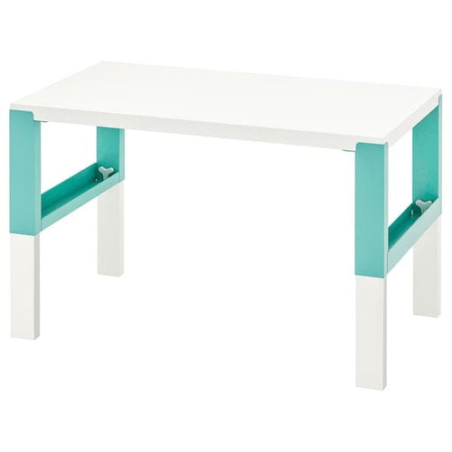 PÅHL - Desk, white/turquoise, 96x58 cm