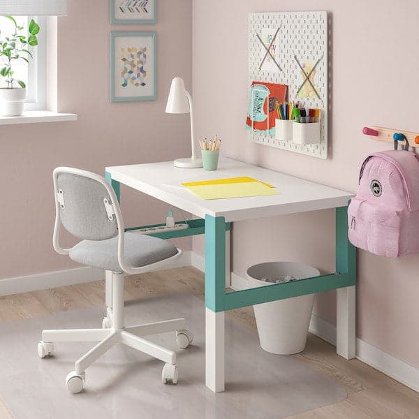 PÅHL - Desk, white/turquoise, 96x58 cm - best price from Maltashopper.com 89437475