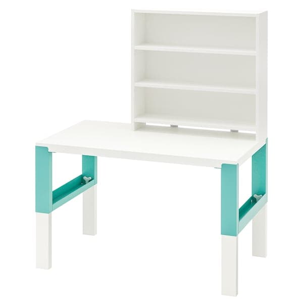 Ikea PÅHL - Desk with shelf unit, white/turquoise, 96x58 cm