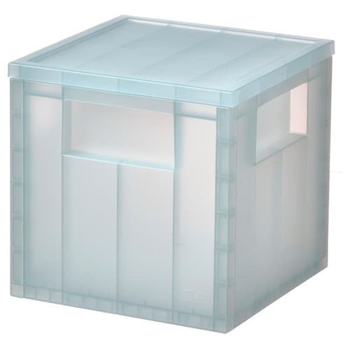 PANSARTAX - Storage box with lid, transparent grey-blue, 16.5x16.5x16.5 cm