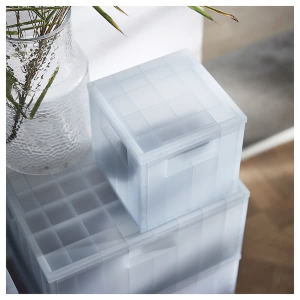 PANSARTAX - Storage box with lid, transparent grey-blue, 16.5x16.5x16.5 cm - best price from Maltashopper.com 60515020