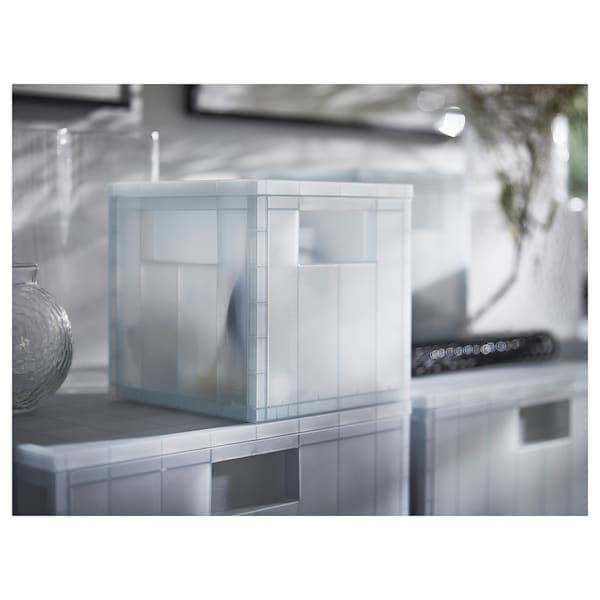 Ikea PANSARTAX - Storage box with lid, transparent grey-blue, 16.5x16.5x16.5 cm