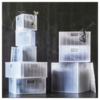 PANSARTAX - Storage box with lid, transparent grey-blue, 33x33x33 cm - best price from Maltashopper.com 40515021